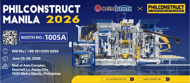 Quangong Machinery Co., Ltd.-k laster erakutsiko du Filipinetako Eraikuntza Erakusketan, Asiako hego-ekialdeko eraikuntzako materialen merkatuan aukera berriak aztertzeko.